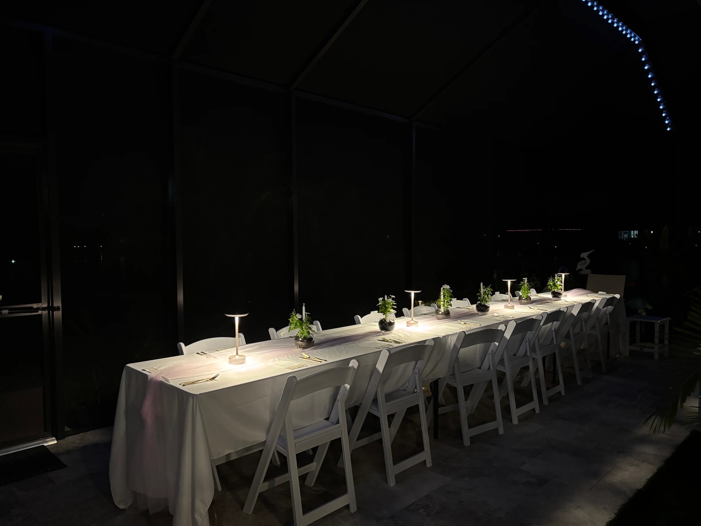 A resin chair setup at a Black Tie event.
